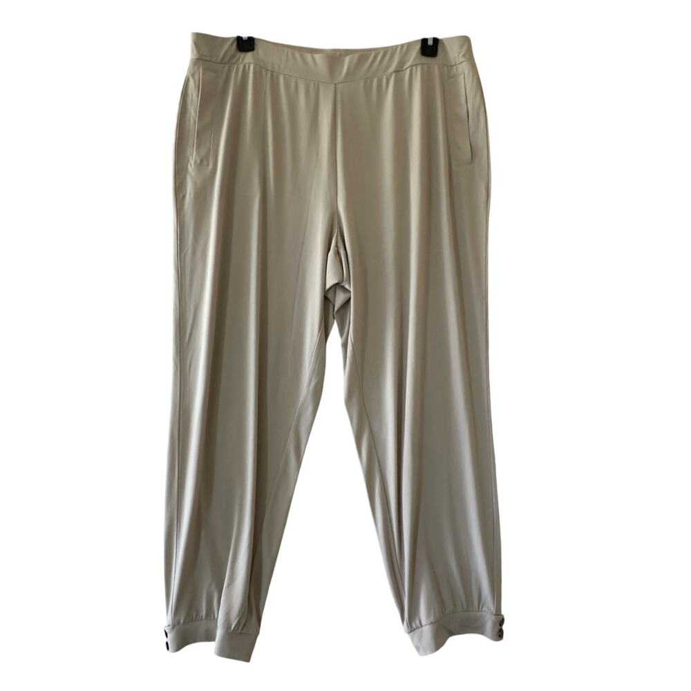 Susan Graver Liquid Knit Pants 1X Ankle Jogger Pockets
